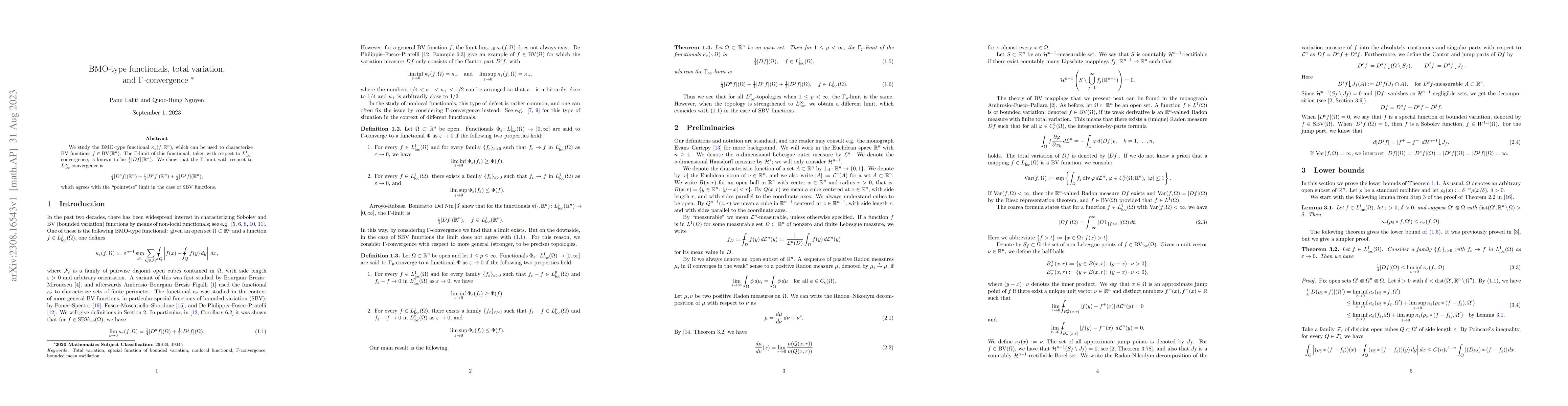 Thumbnail for BMO-type functionals, total variation, and $\Gamma$-convergence