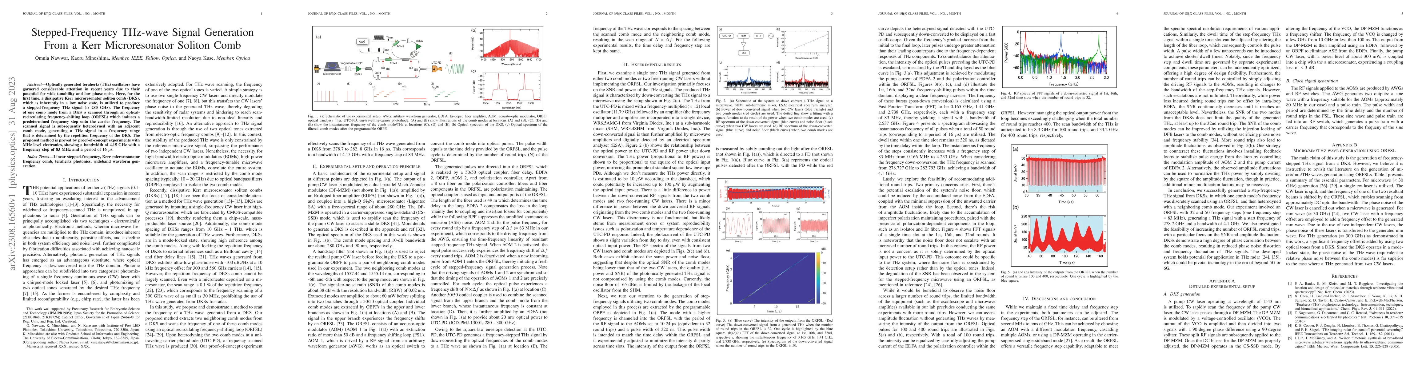 Thumbnail for Stepped-Frequency THz-wave Signal Generation From a Kerr Microresonator
  Soliton Comb