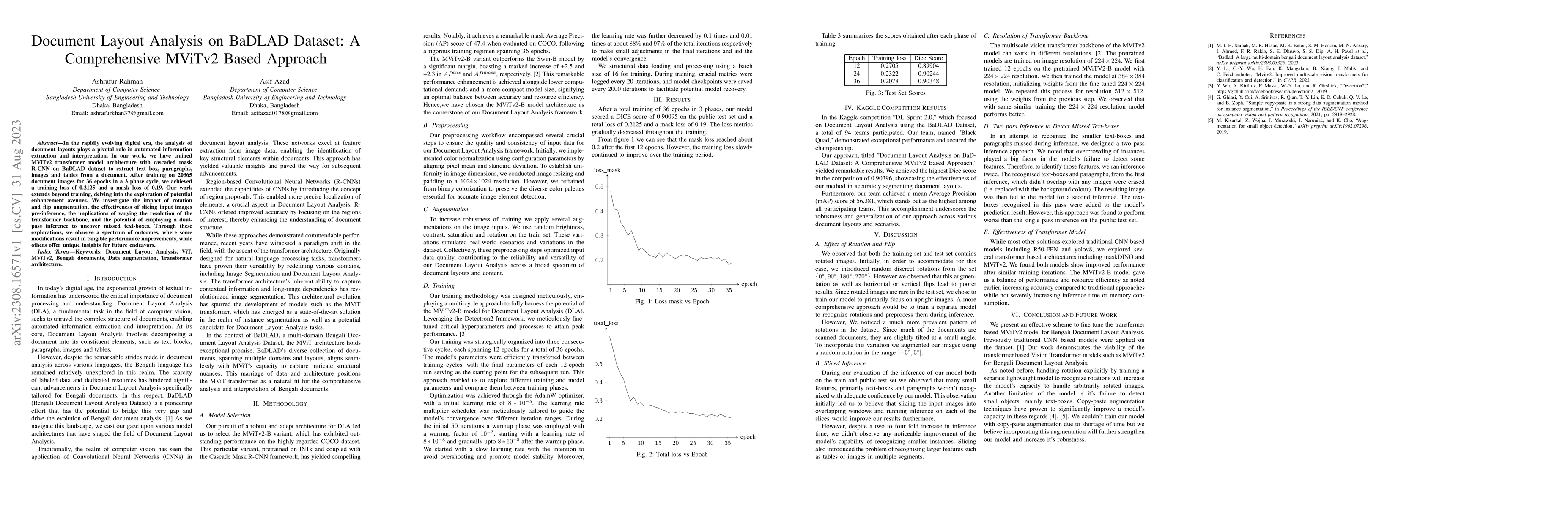 Thumbnail for Document Layout Analysis on BaDLAD Dataset: A Comprehensive MViTv2 Based
  Approach