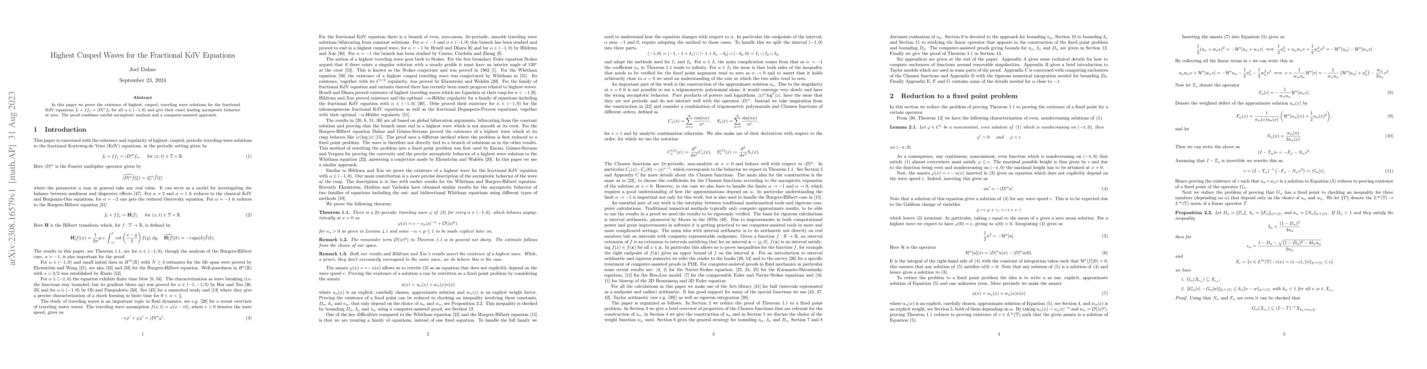Thumbnail for Highest Cusped Waves for the Fractional KdV Equations
