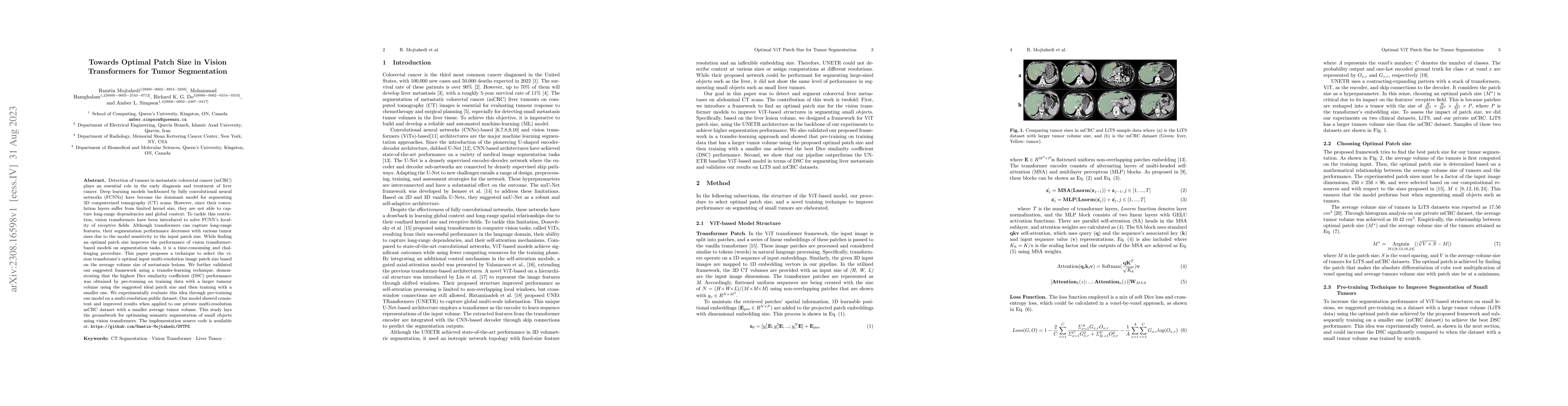 Thumbnail for Towards Optimal Patch Size in Vision Transformers for Tumor Segmentation