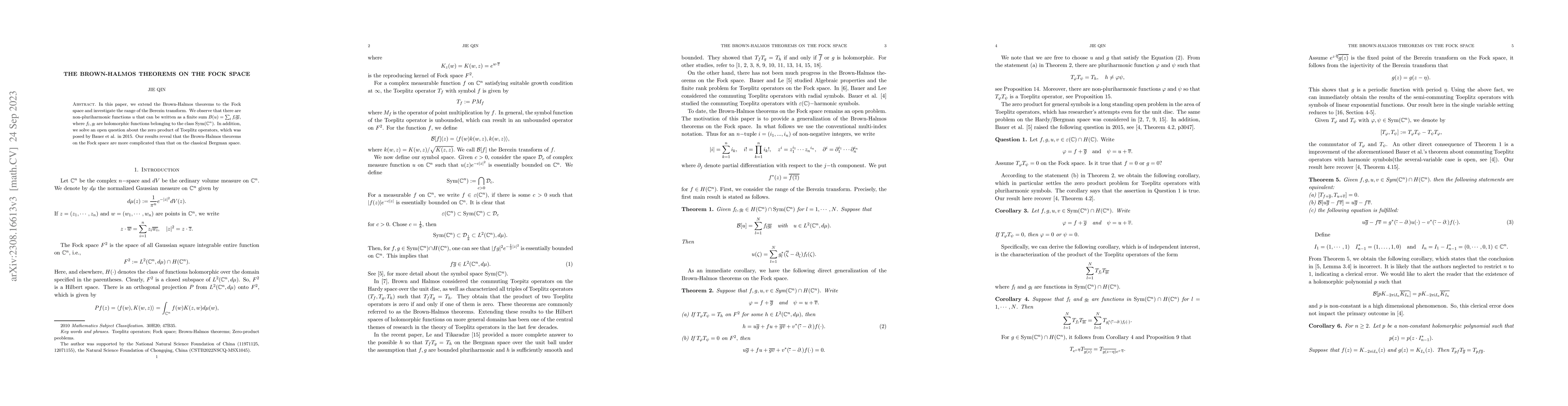 Thumbnail for The Brown-Halmos theorems on the Fock space