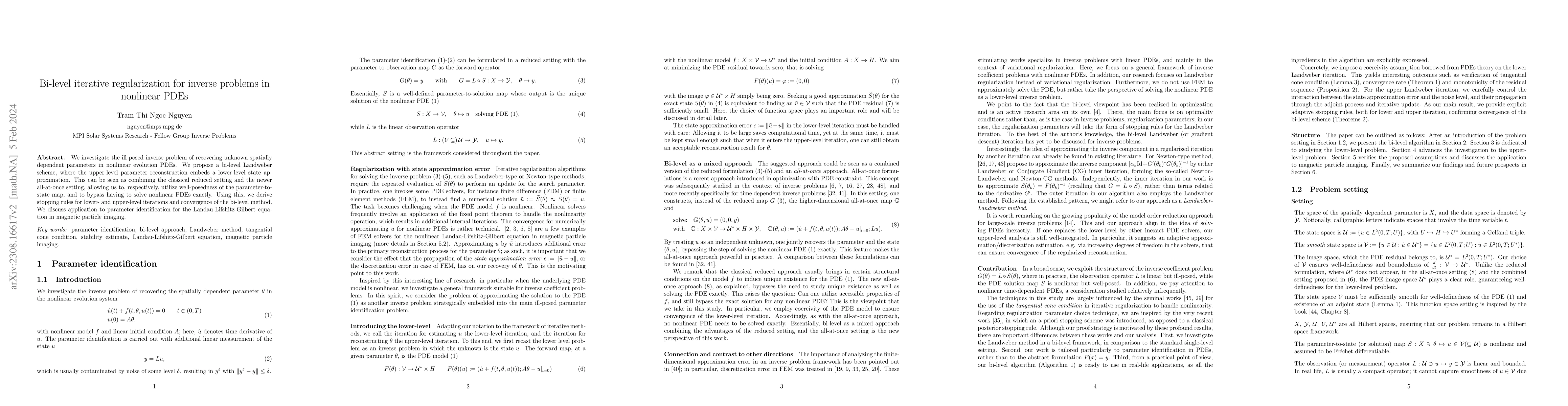 Thumbnail for Bi-level iterative regularization for inverse problems in nonlinear PDEs