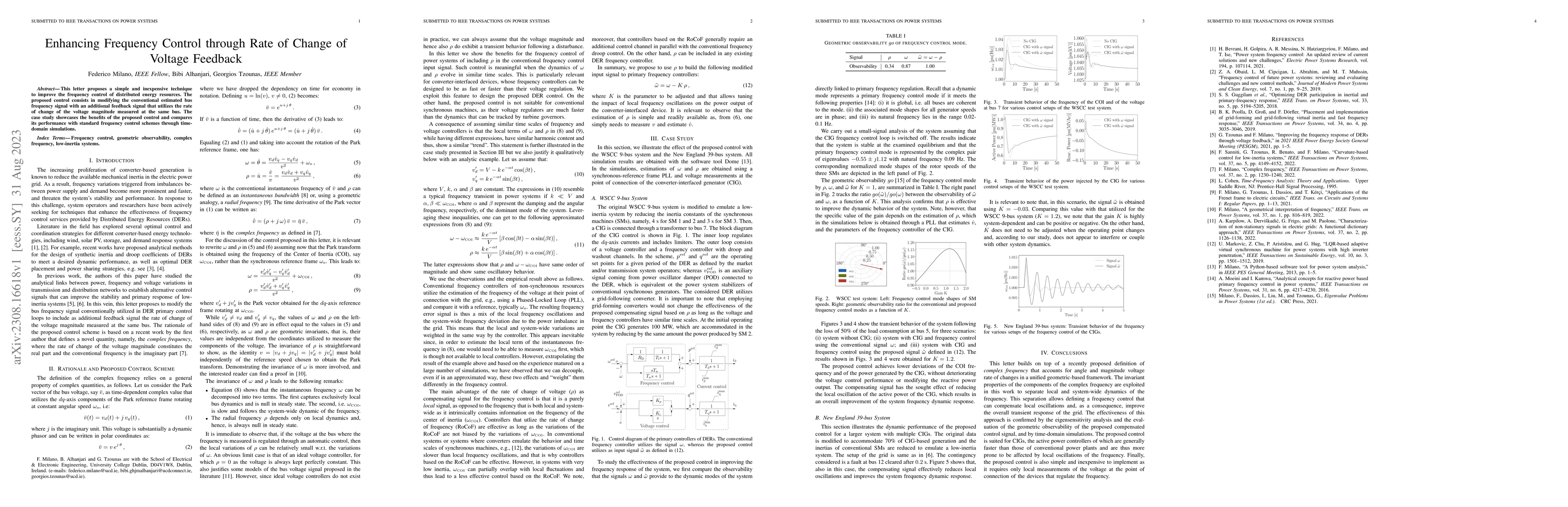 Thumbnail for Enhancing Frequency Control through Rate of Change of Voltage Feedback