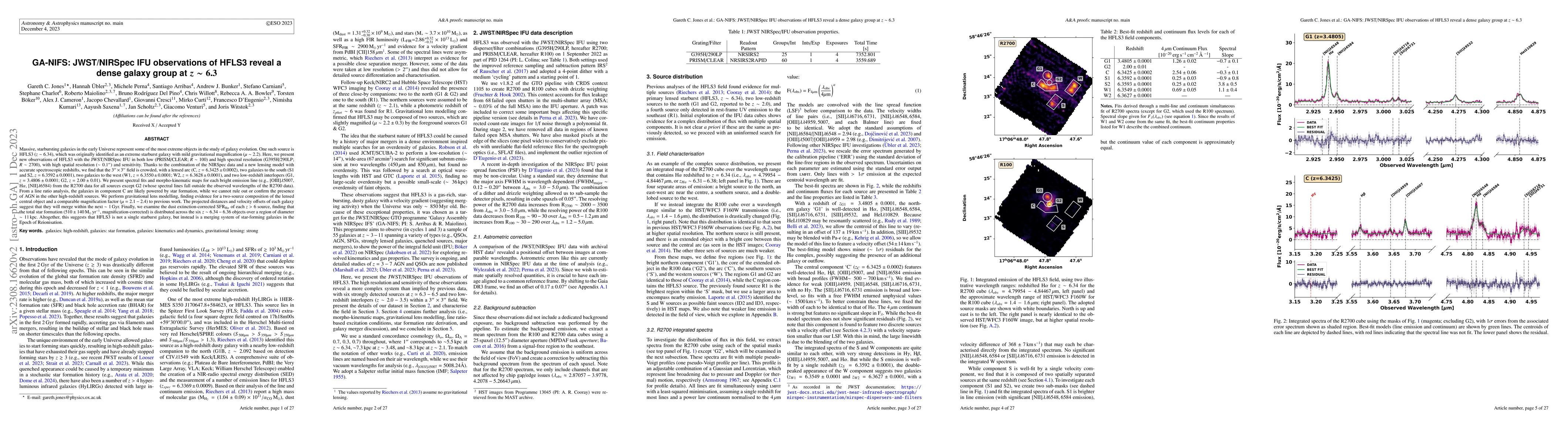 Thumbnail for GA-NIFS: JWST/NIRSpec IFU observations of HFLS3 reveal a dense galaxy
  group at z~6.3