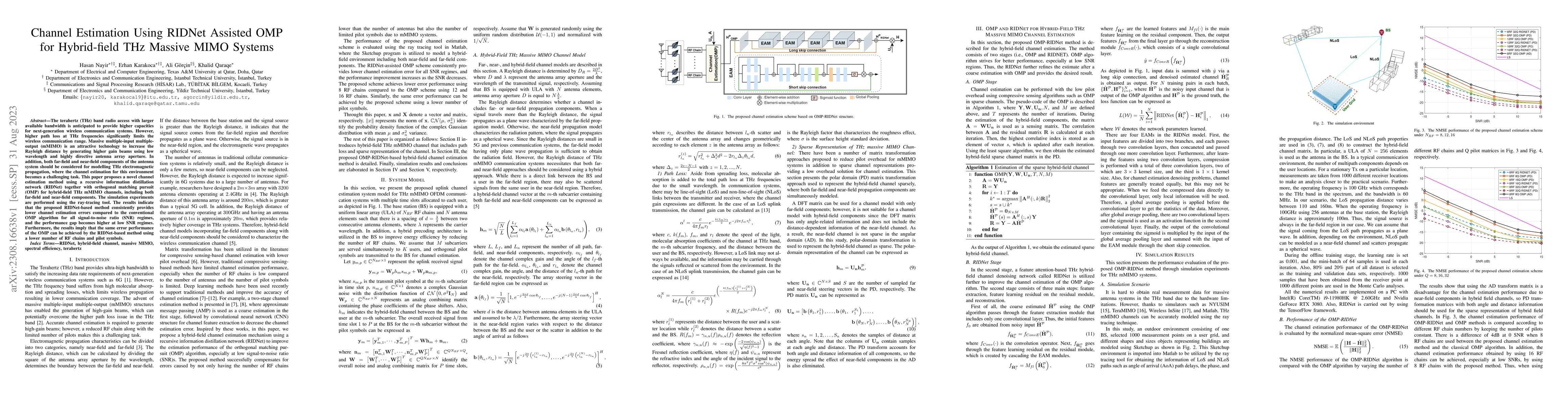 Thumbnail for Channel Estimation Using RIDNet Assisted OMP for Hybrid-field THz
  Massive MIMO Systems
