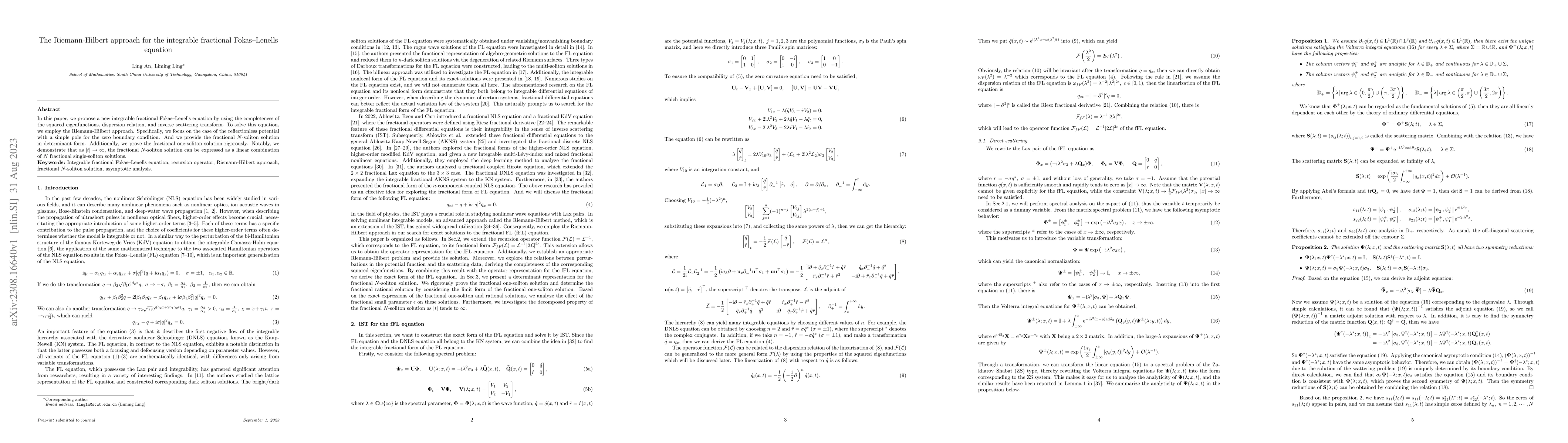 Thumbnail for The Riemann-Hilbert approach for the integrable fractional
  Fokas--Lenells equation