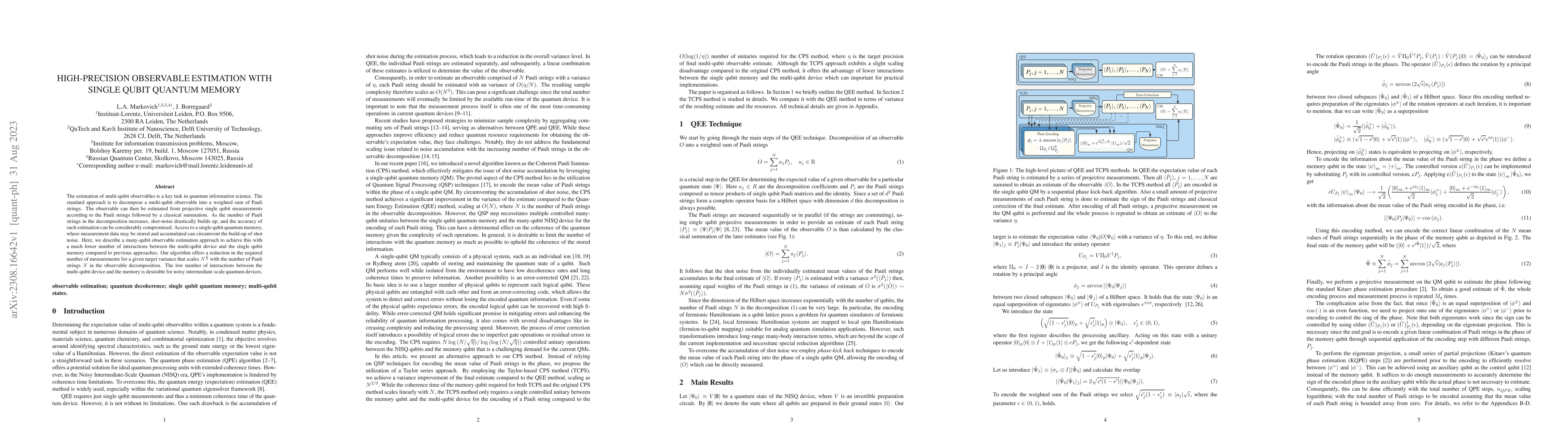 Thumbnail for High-Precision Observable Estimation with Single Qubit Quantum Memory
