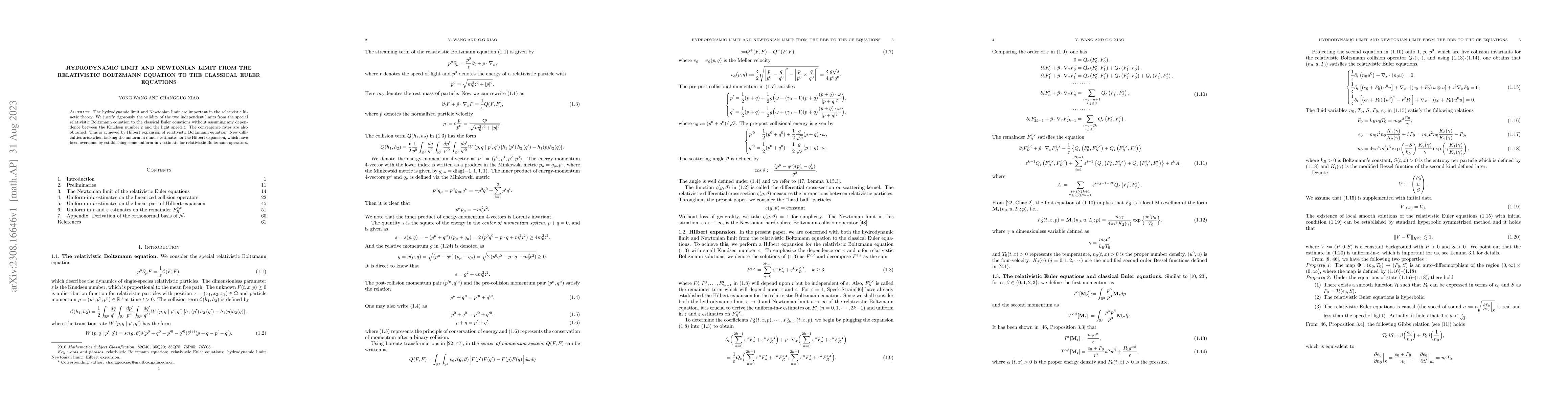Thumbnail for Hydrodynamic limit and Newtonian limit from the relativistic Boltzmann
  equation to the classical Euler equations