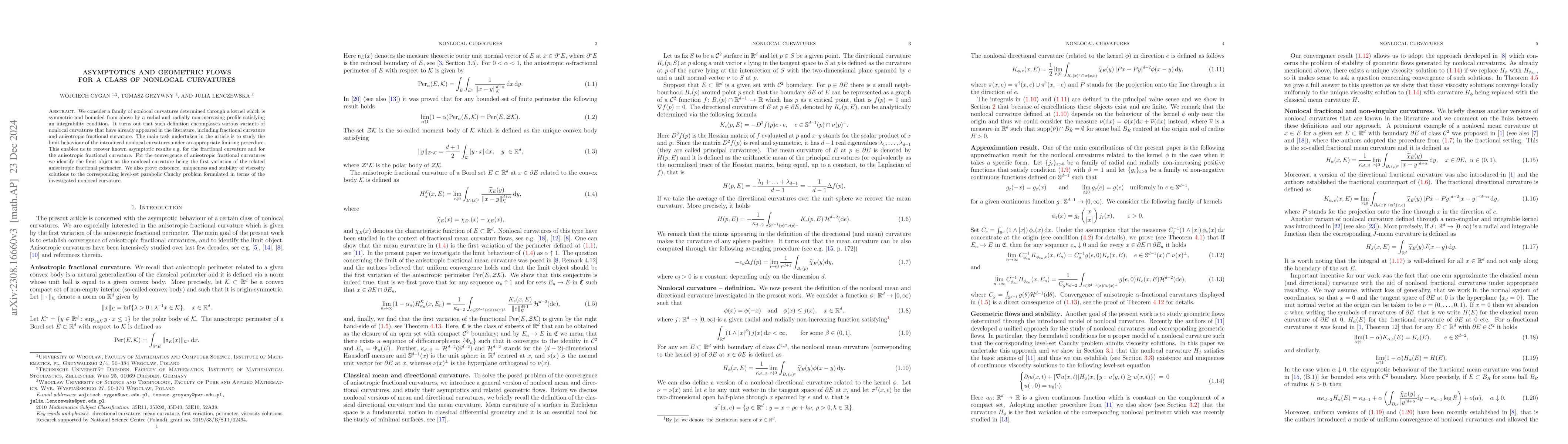 Thumbnail for Asymptotics and geometric flows for a class of nonlocal curvatures