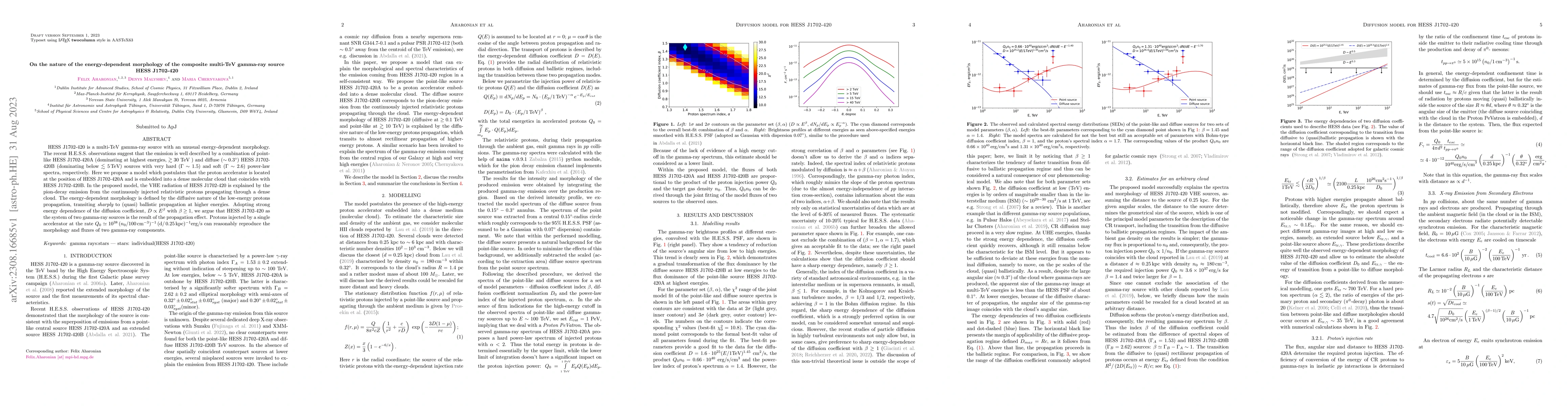 Thumbnail for On the nature of the energy-dependent morphology of the composite
  multi-TeV gamma-ray source HESS J1702-420