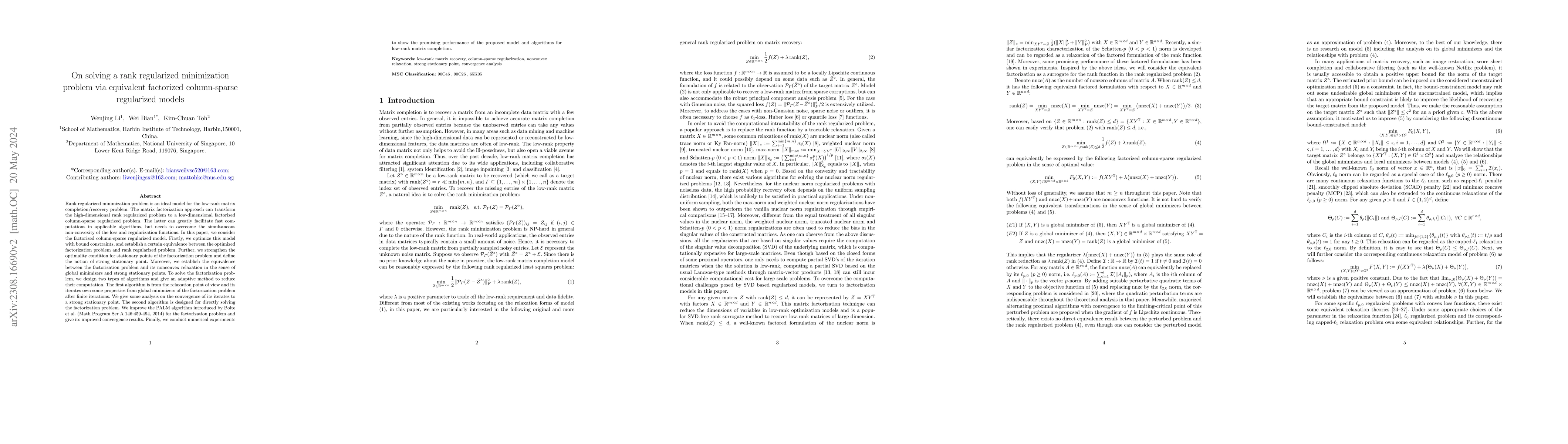 Thumbnail for On solving a rank regularized minimization problem via equivalent
  factorized column-sparse regularized models