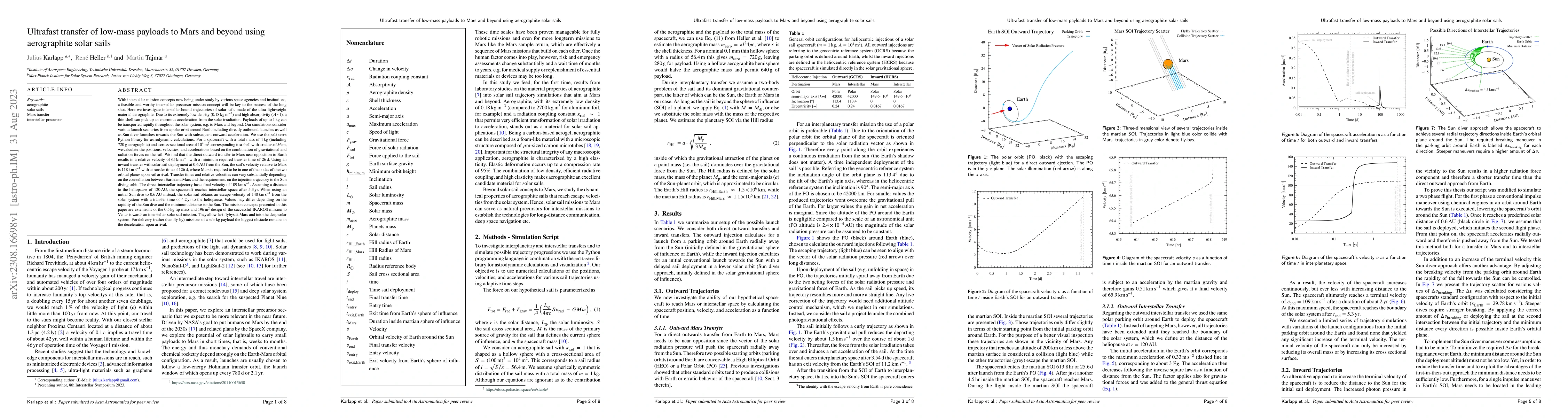 Thumbnail for Ultrafast transfer of low-mass payloads to Mars and beyond using
  aerographite solar sails