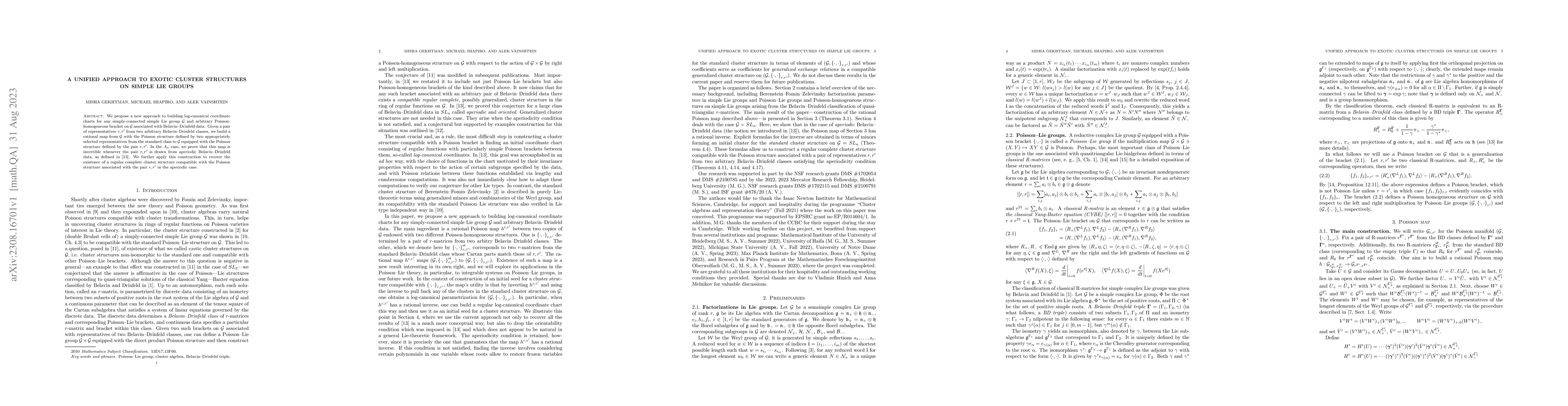 Thumbnail for A unified approach to exotic cluster structures on simple Lie groups