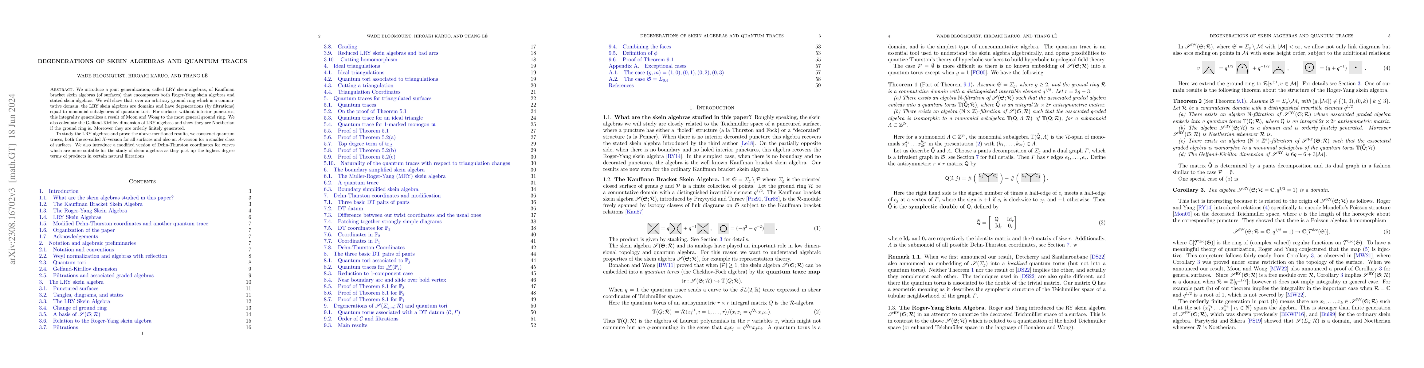 Thumbnail for Degenerations Of Skein Algebras And Quantum Traces