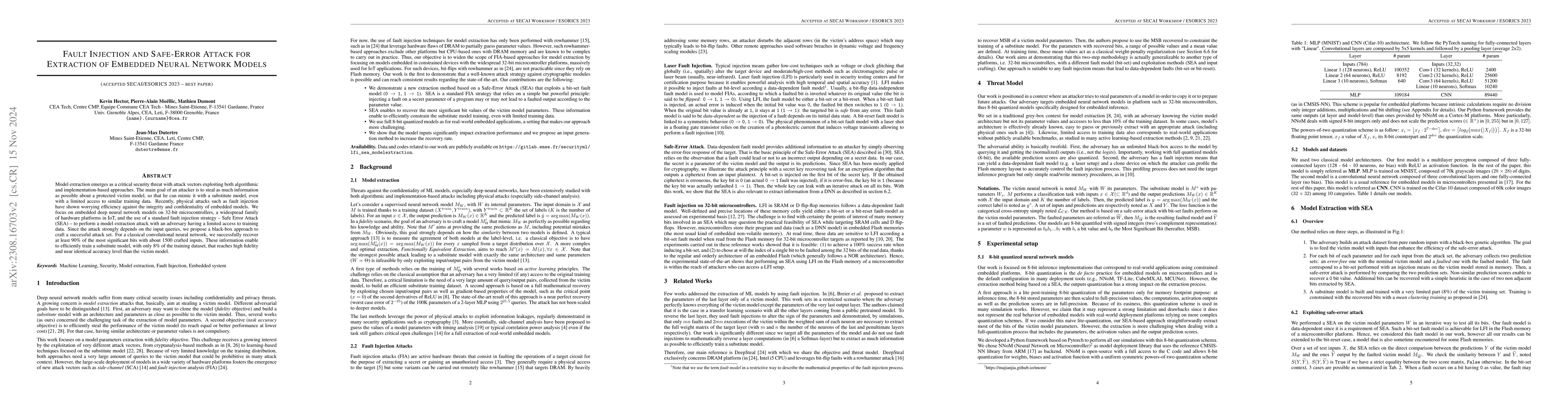 Thumbnail for Fault Injection and Safe-Error Attack for Extraction of Embedded Neural
  Network Models