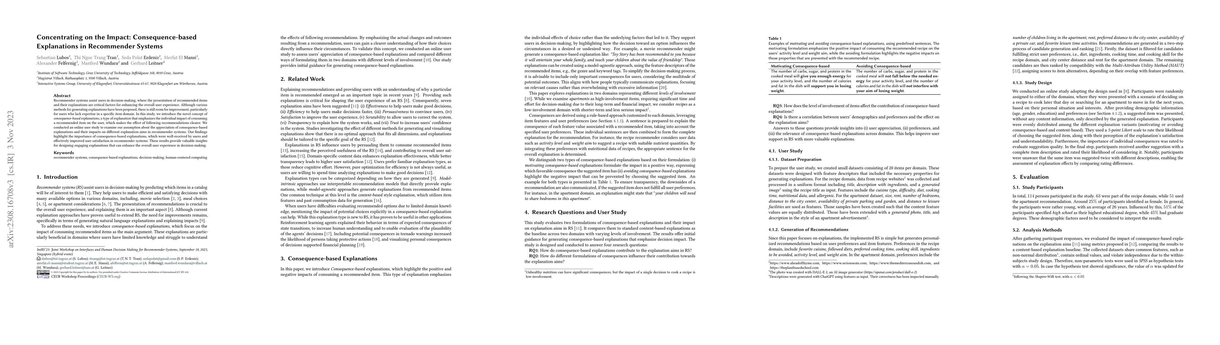 Thumbnail for Concentrating on the Impact: Consequence-based Explanations in
  Recommender Systems