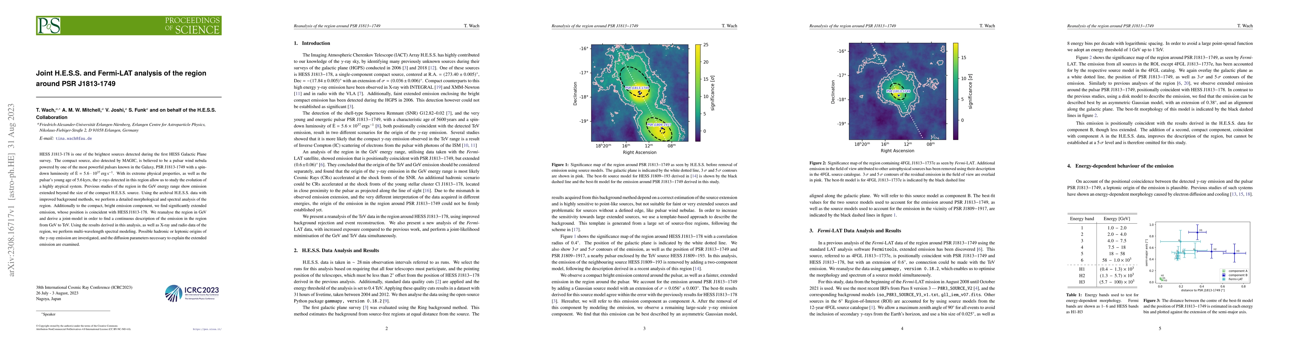 Thumbnail for Joint H.E.S.S. and Fermi-LAT analysis of the region around PSR
  J1813-1749