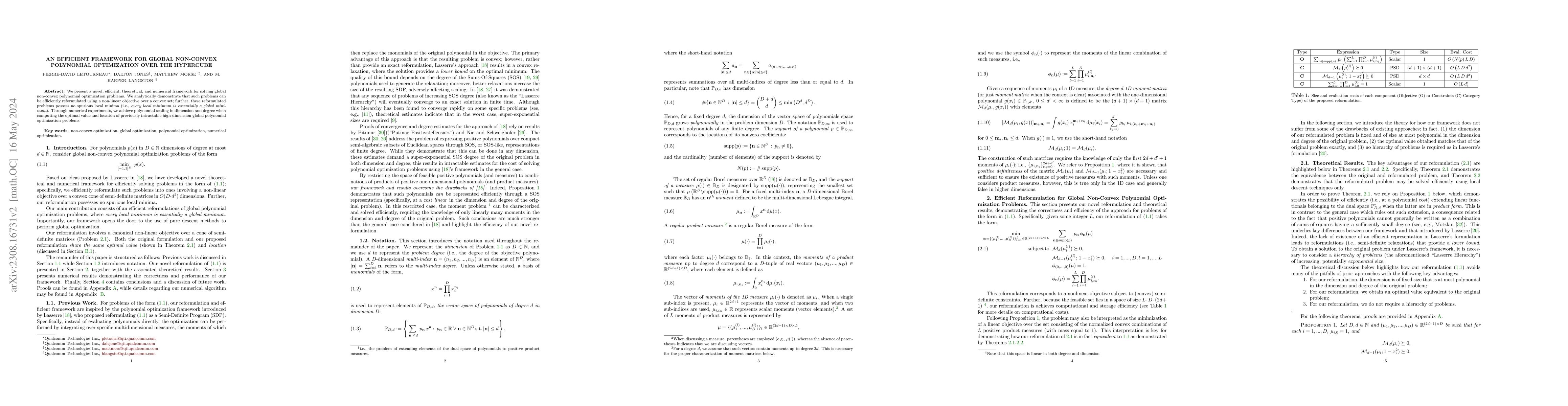 Thumbnail for An Efficient Framework for Global Non-Convex Polynomial Optimization
  over the Hypercube