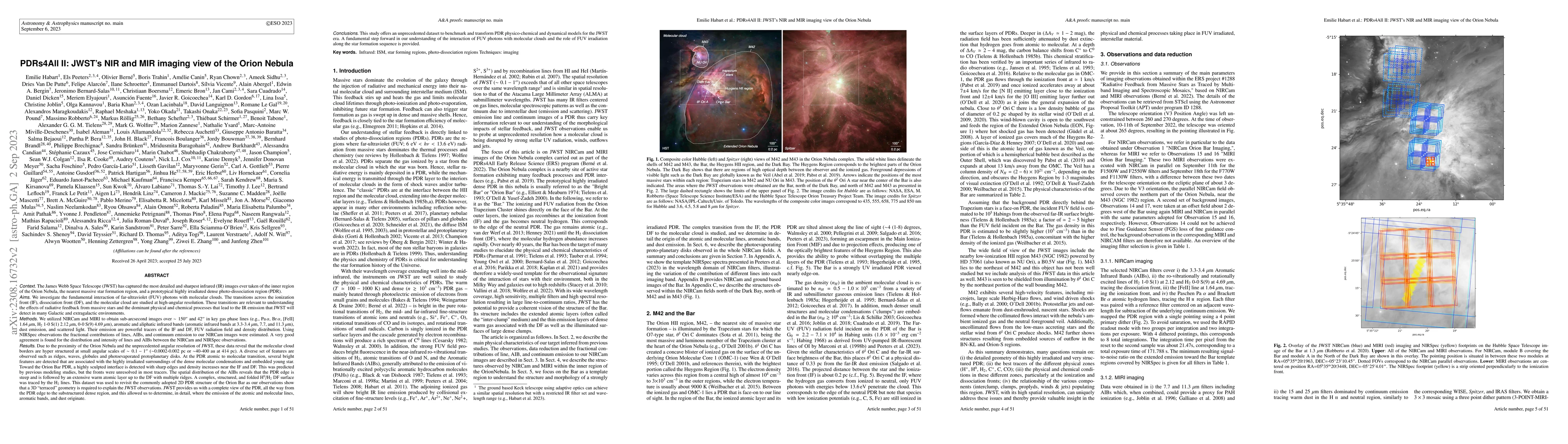 Thumbnail for PDRs4All II: JWST's NIR and MIR imaging view of the Orion Nebula