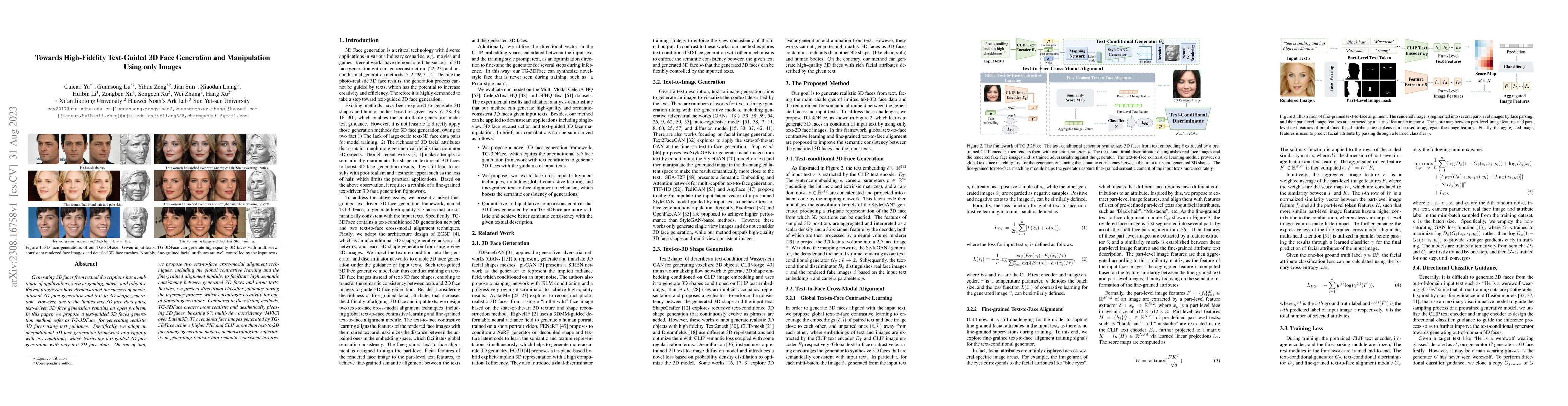 Thumbnail for Towards High-Fidelity Text-Guided 3D Face Generation and Manipulation
  Using only Images