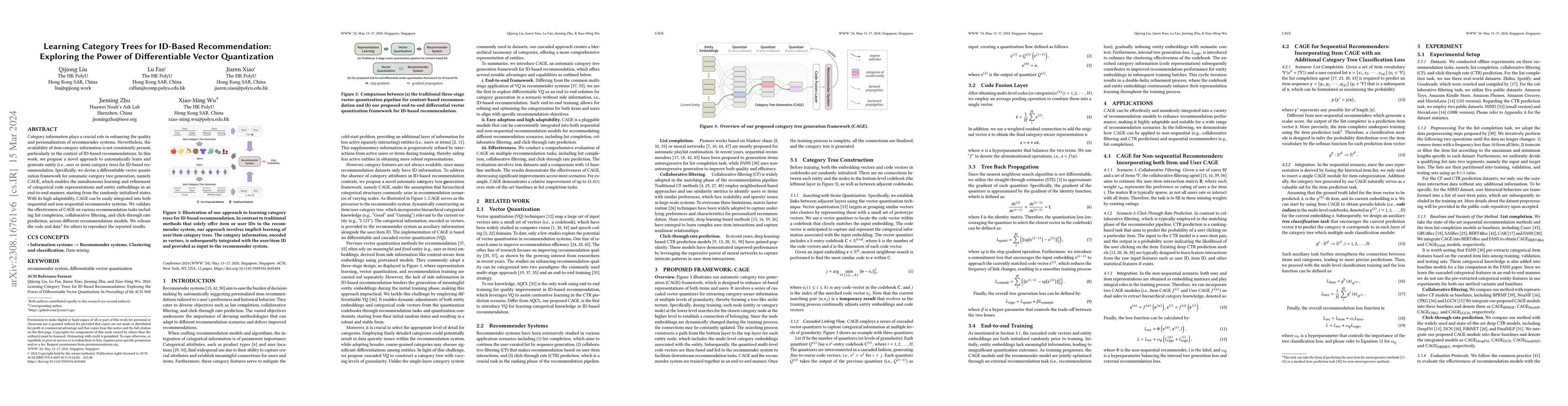 Thumbnail for Learning Category Trees for ID-Based Recommendation: Exploring the Power
  of Differentiable Vector Quantization