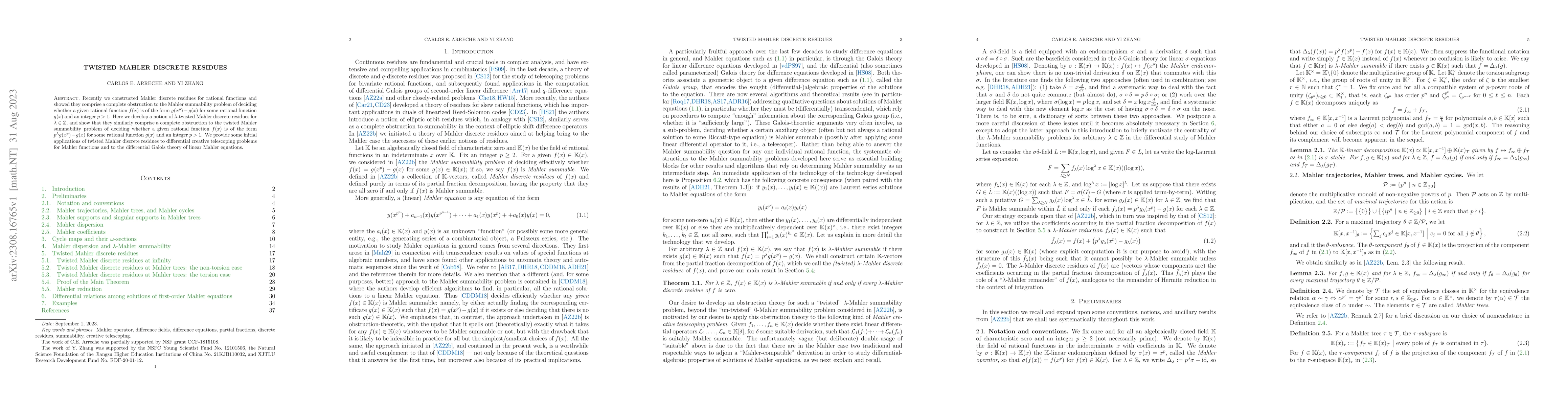 Thumbnail for Twisted Mahler discrete residues