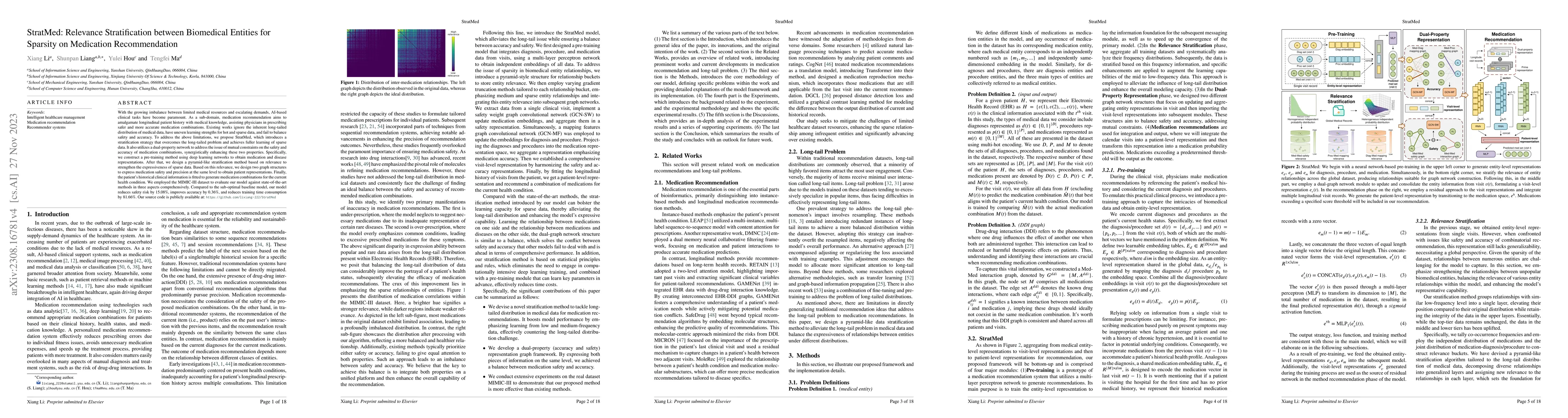 Thumbnail for StratMed: Relevance Stratification between Biomedical Entities for
  Sparsity on Medication Recommendation