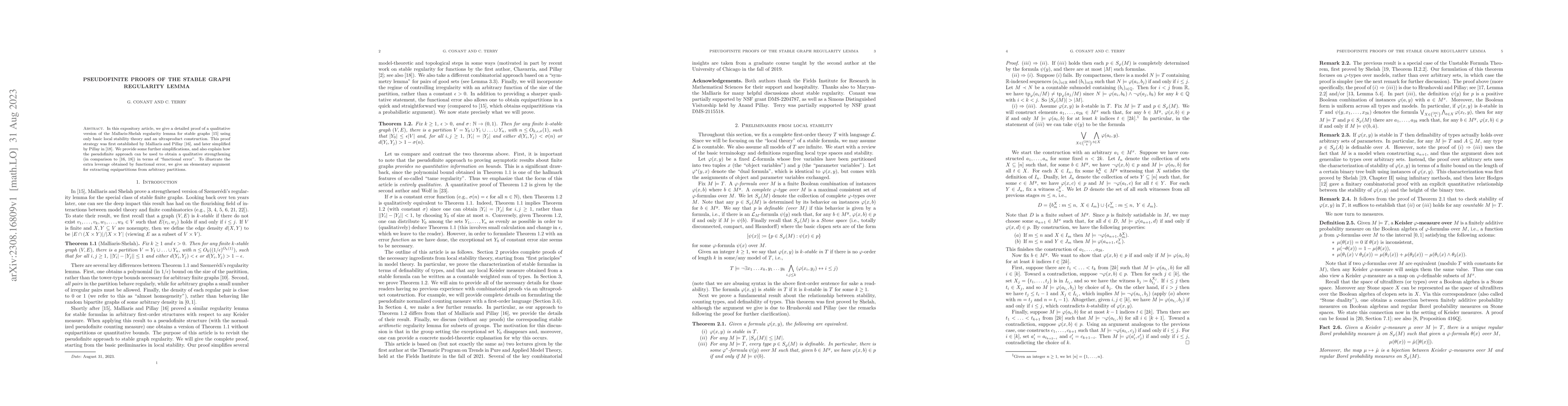Thumbnail for Pseudofinite proofs of the stable graph regularity lemma