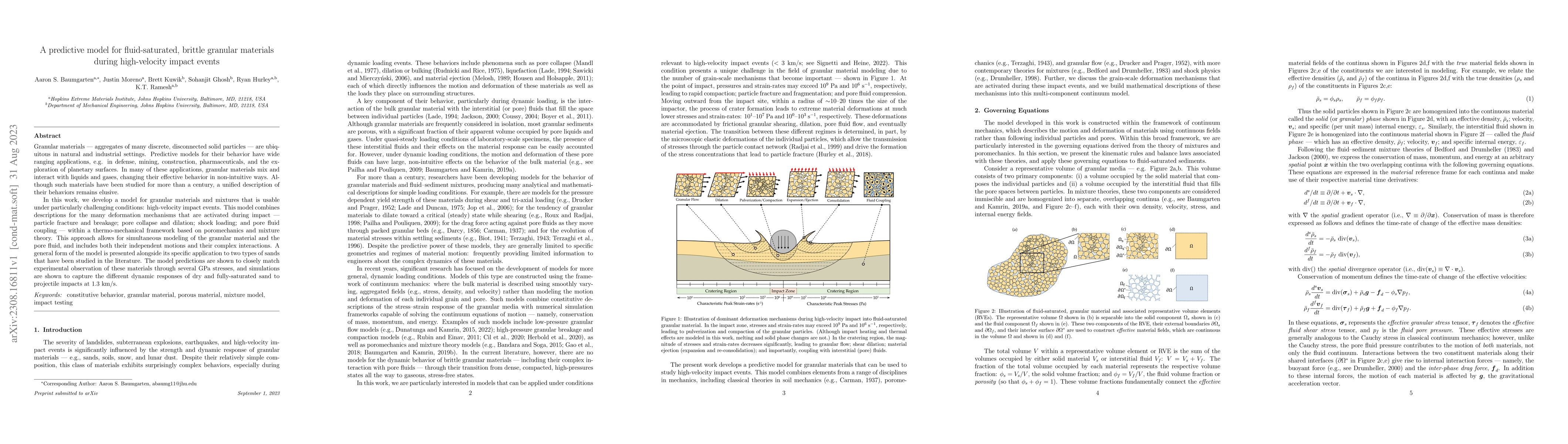 Thumbnail for A predictive model for fluid-saturated, brittle granular materials
  during high-velocity impact events
