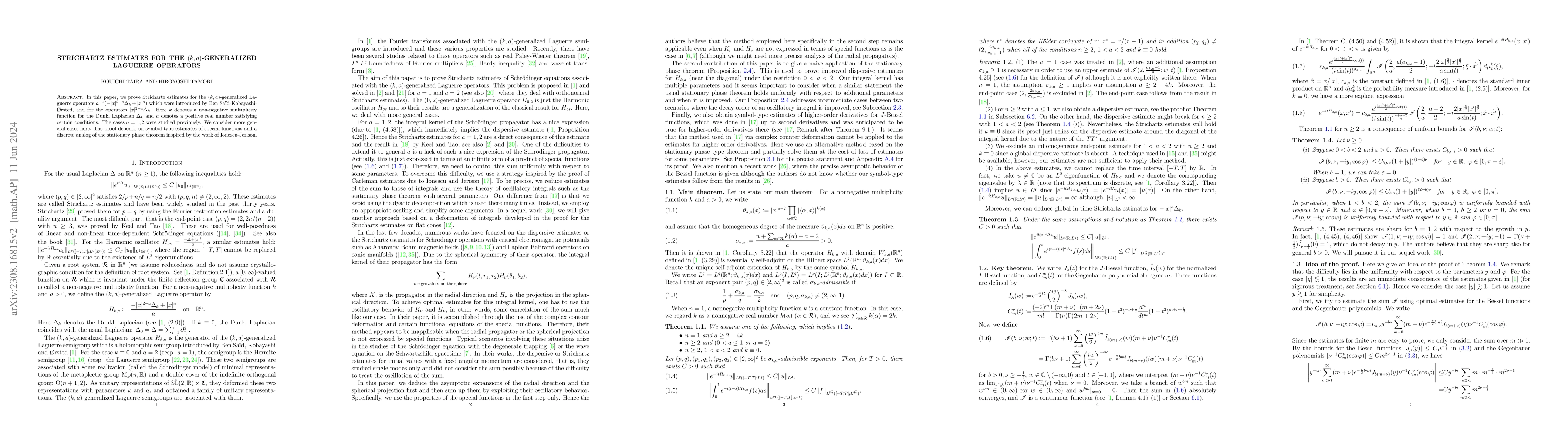 Thumbnail for Strichartz estimates for the $(k,a)$-generalized Laguerre operators