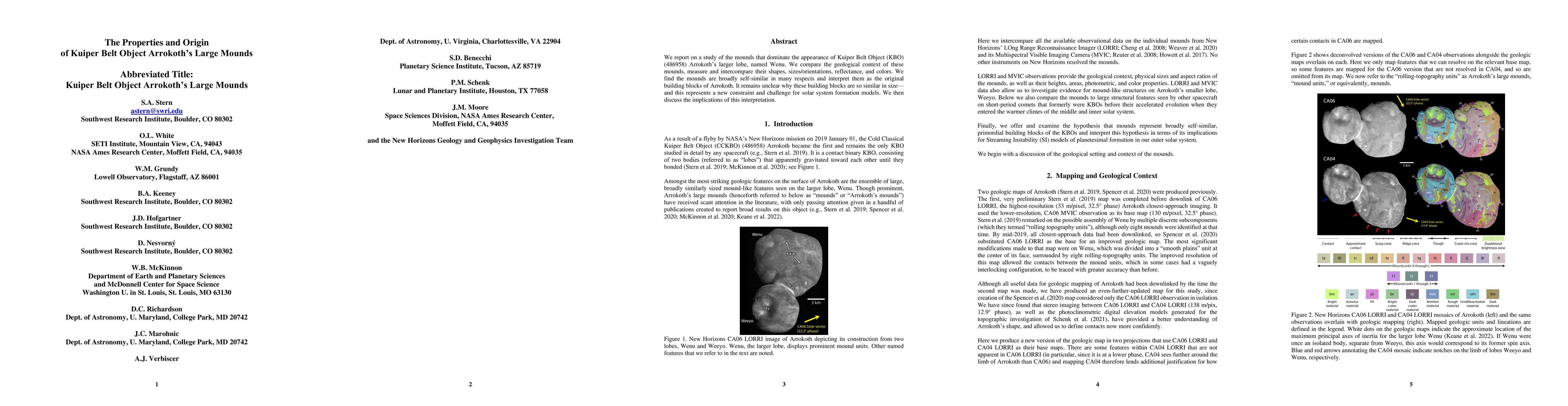 Thumbnail for The Properties and Origins of Kuiper Belt Object Arrokoth's Large Mounds