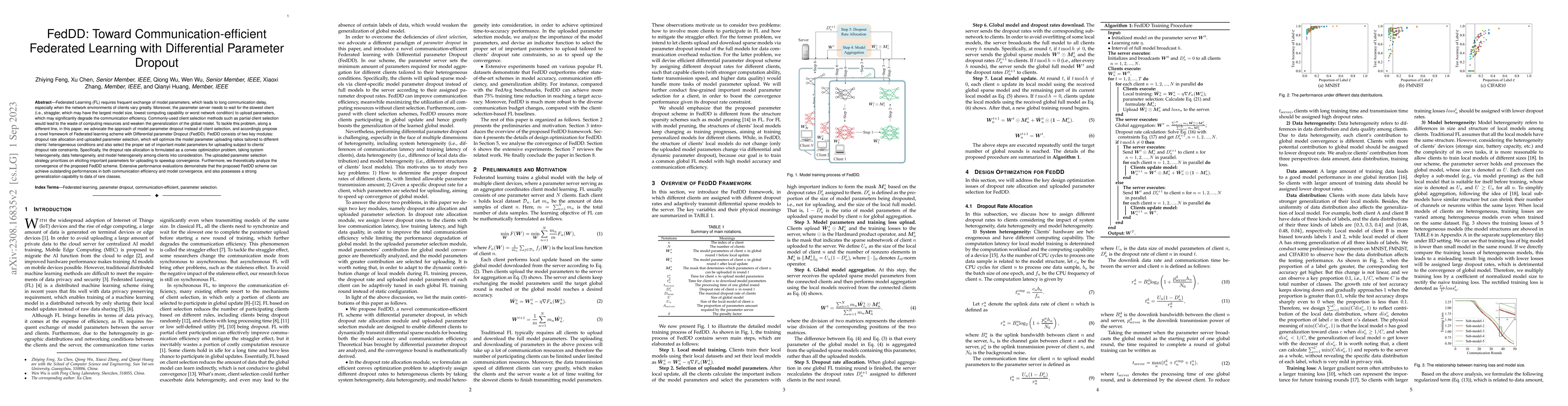 Thumbnail for FedDD: Toward Communication-efficient Federated Learning with
  Differential Parameter Dropout