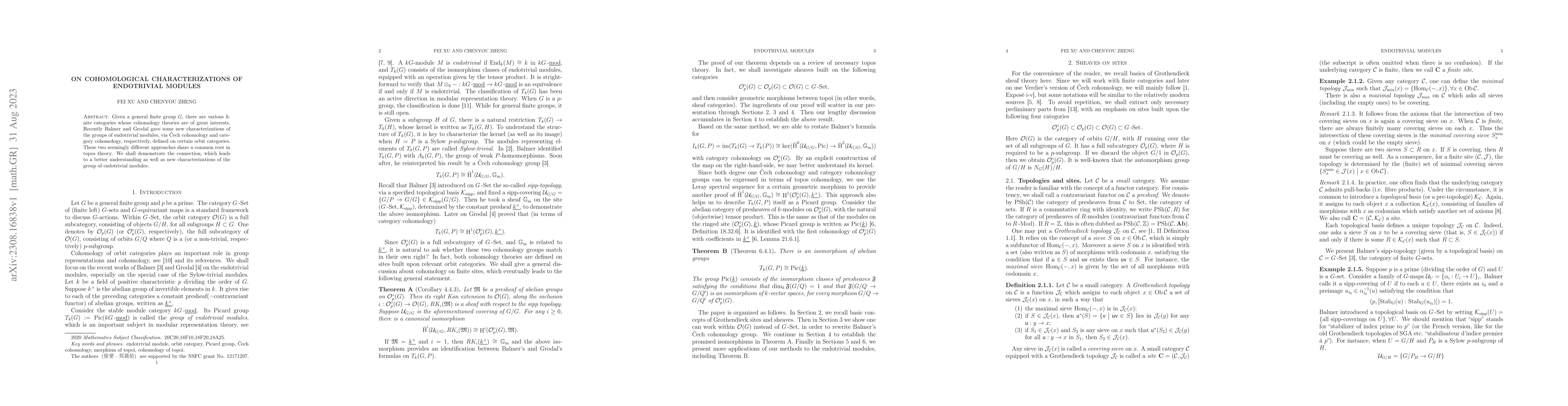 Thumbnail for On cohomological characterizations of endotrivial modules