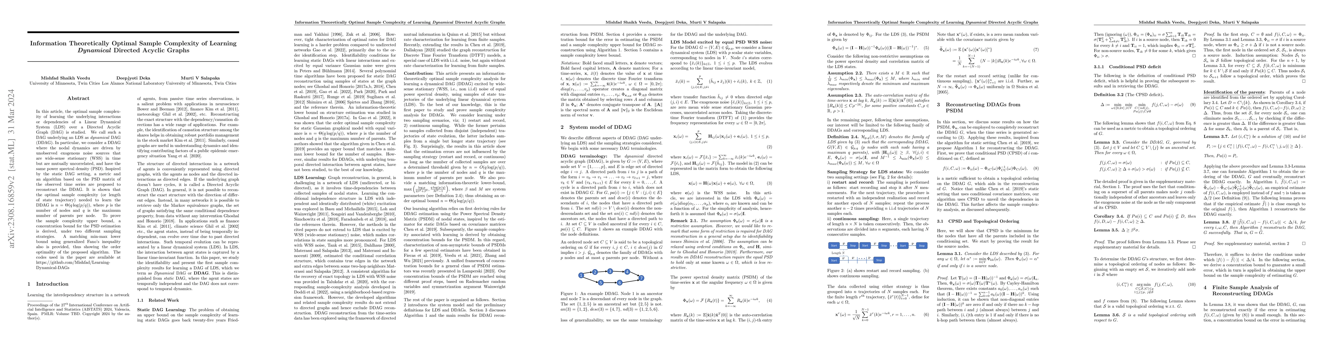 Thumbnail for Information Theoretically Optimal Sample Complexity of Learning
  Dynamical Directed Acyclic Graphs