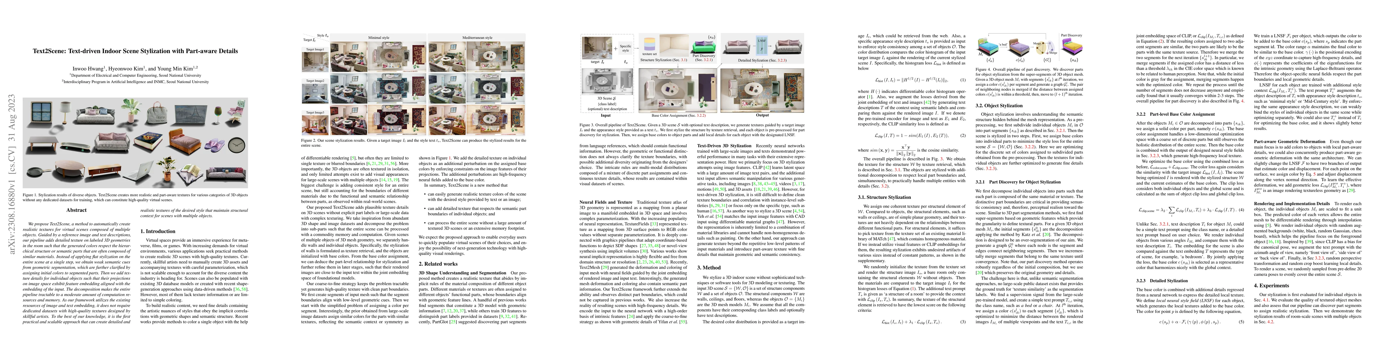 Thumbnail for Text2Scene: Text-driven Indoor Scene Stylization with Part-aware Details