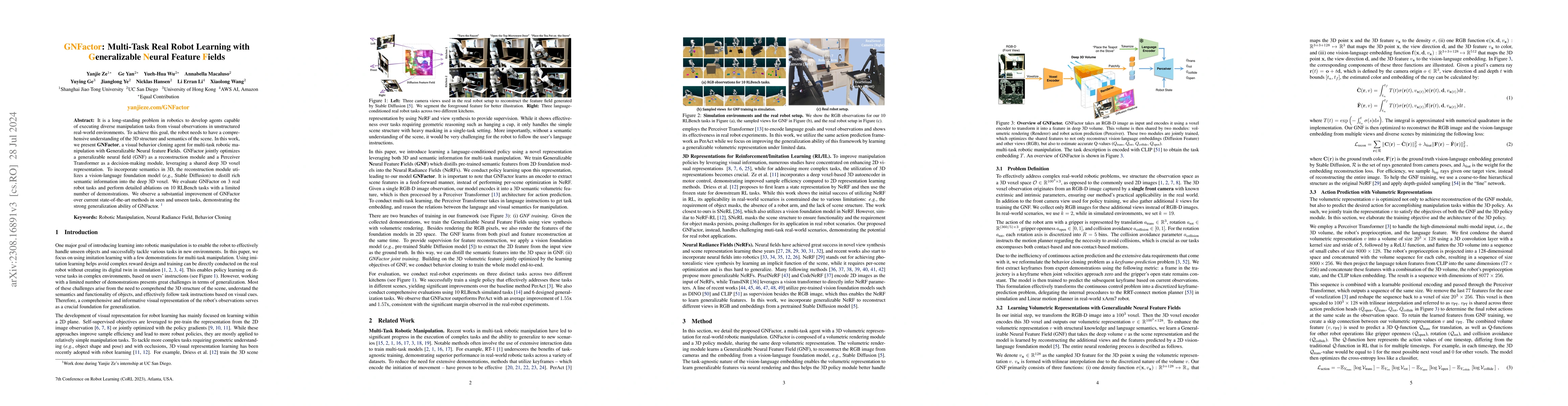 Thumbnail for GNFactor: Multi-Task Real Robot Learning with Generalizable Neural
  Feature Fields