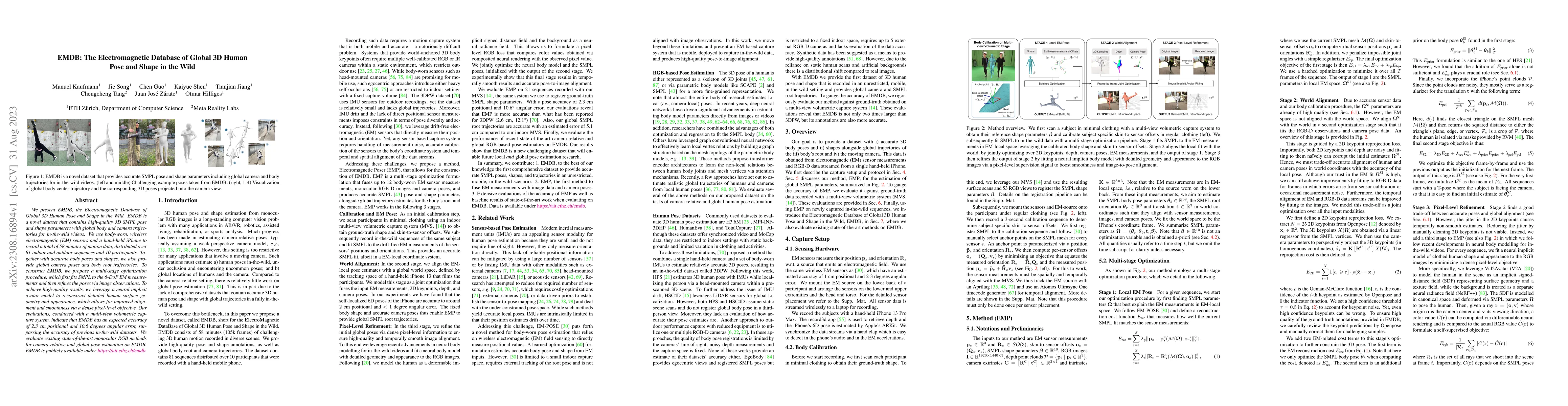 Thumbnail for EMDB: The Electromagnetic Database of Global 3D Human Pose and Shape in
  the Wild