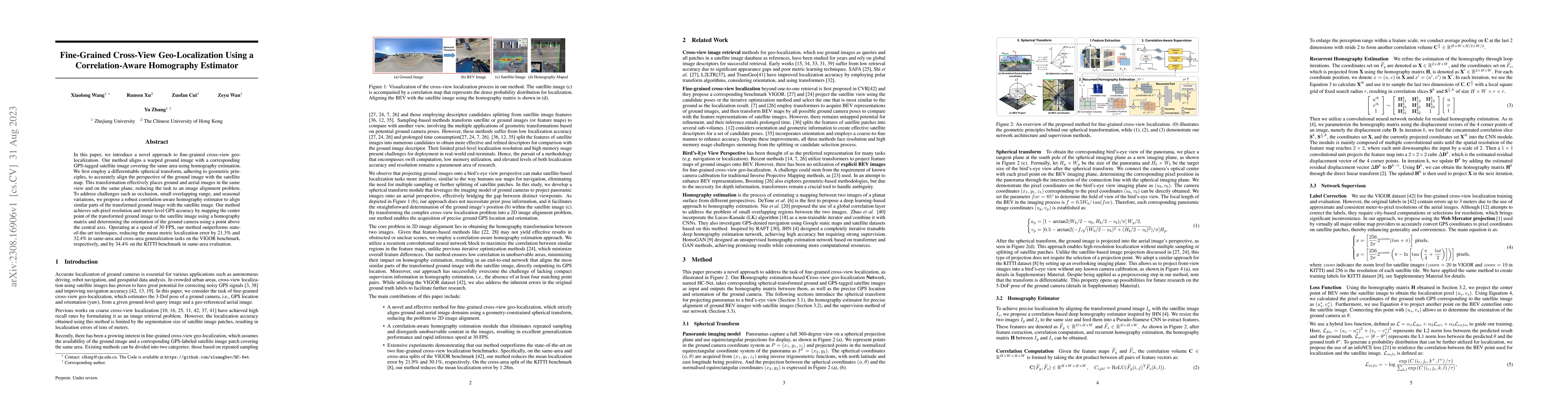 Thumbnail for Fine-Grained Cross-View Geo-Localization Using a Correlation-Aware
  Homography Estimator