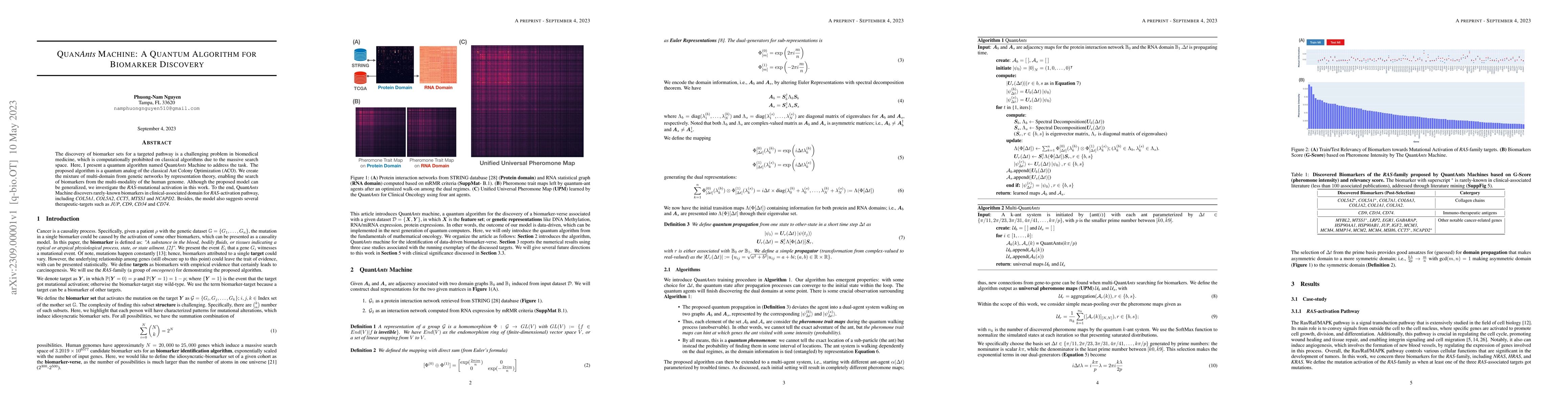 Thumbnail for QuanAnts Machine: A Quantum Algorithm for Biomarker Discovery