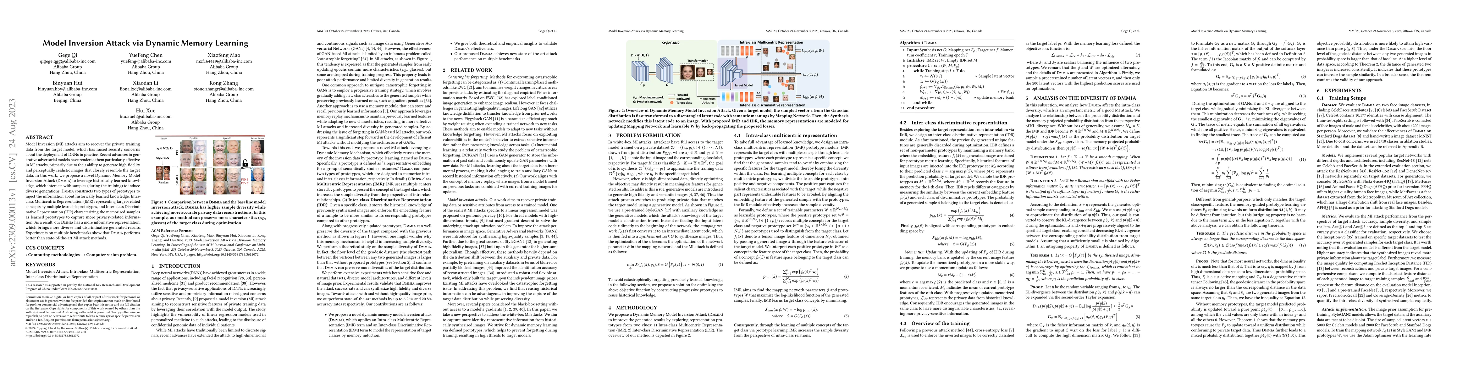 Thumbnail for Model Inversion Attack via Dynamic Memory Learning