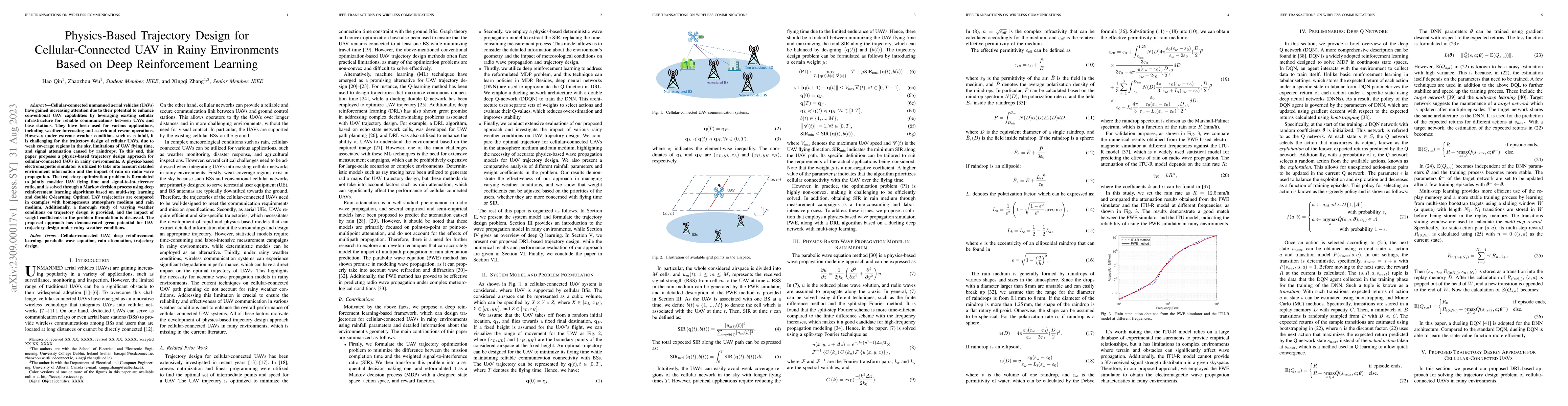 Thumbnail for Physics-Based Trajectory Design for Cellular-Connected UAV in Rainy
  Environments Based on Deep Reinforcement Learning