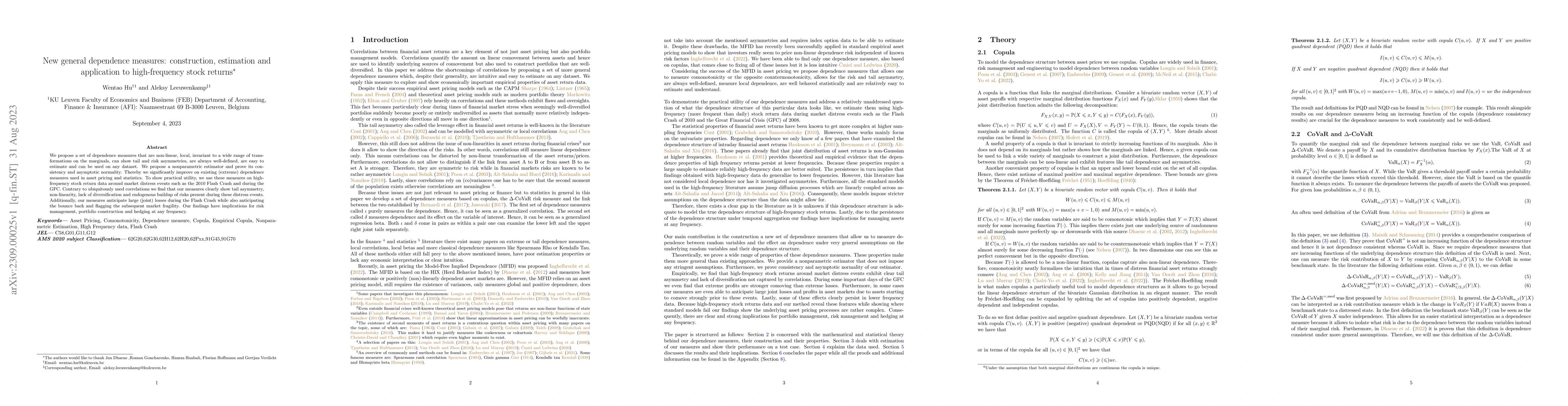 Thumbnail for New general dependence measures: construction, estimation and
  application to high-frequency stock returns