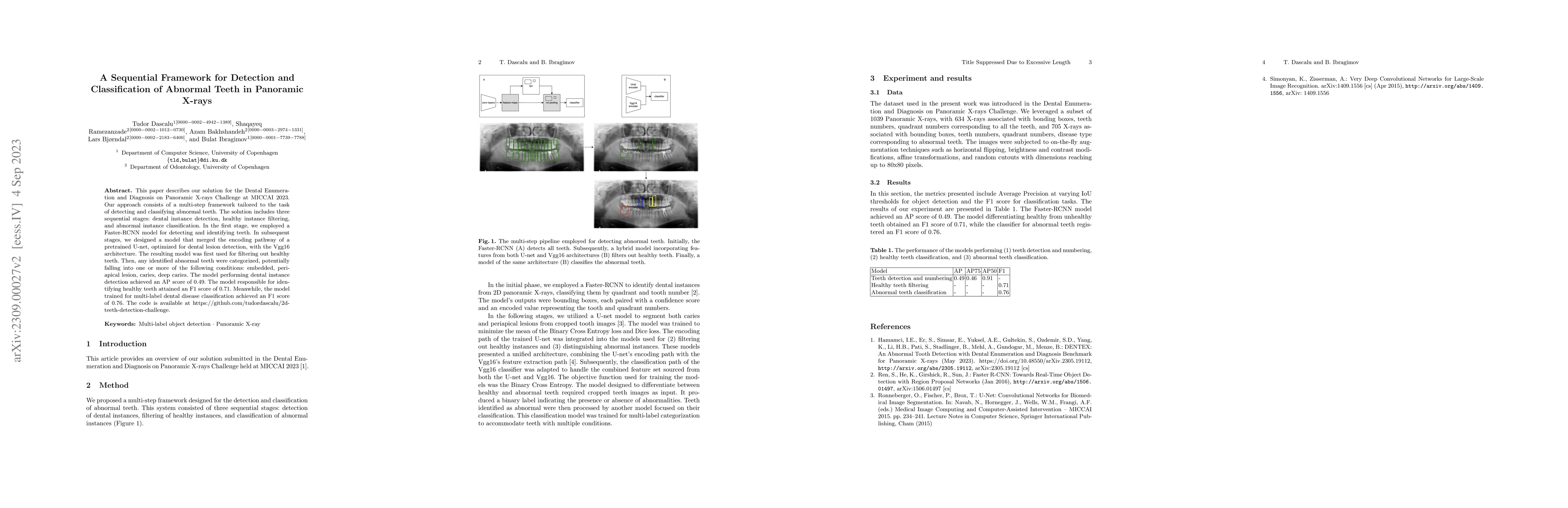 Thumbnail for A Sequential Framework for Detection and Classification of Abnormal
  Teeth in Panoramic X-rays