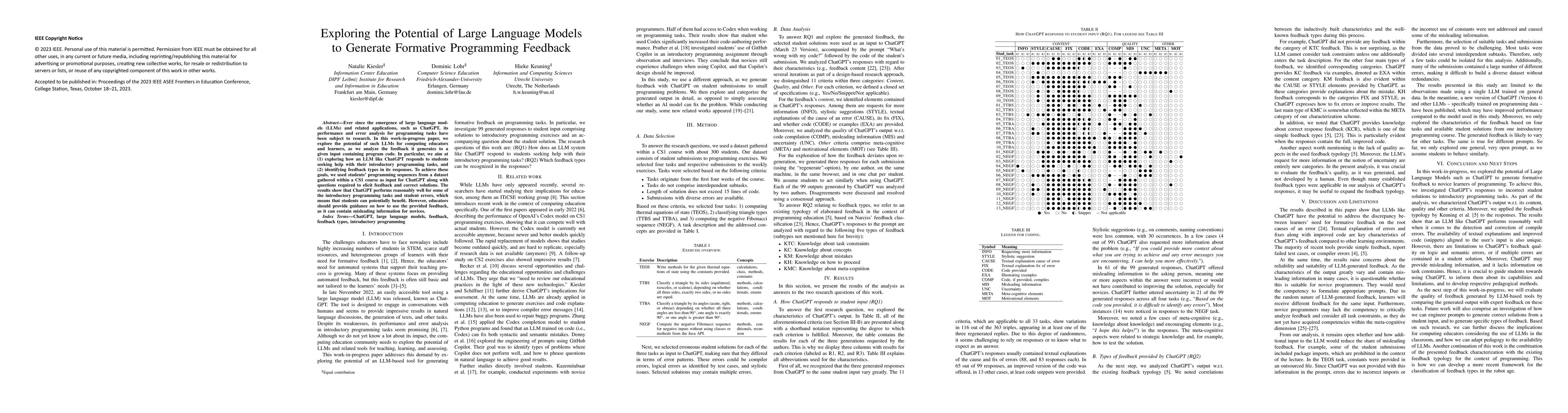 Thumbnail for Exploring the Potential of Large Language Models to Generate Formative
  Programming Feedback