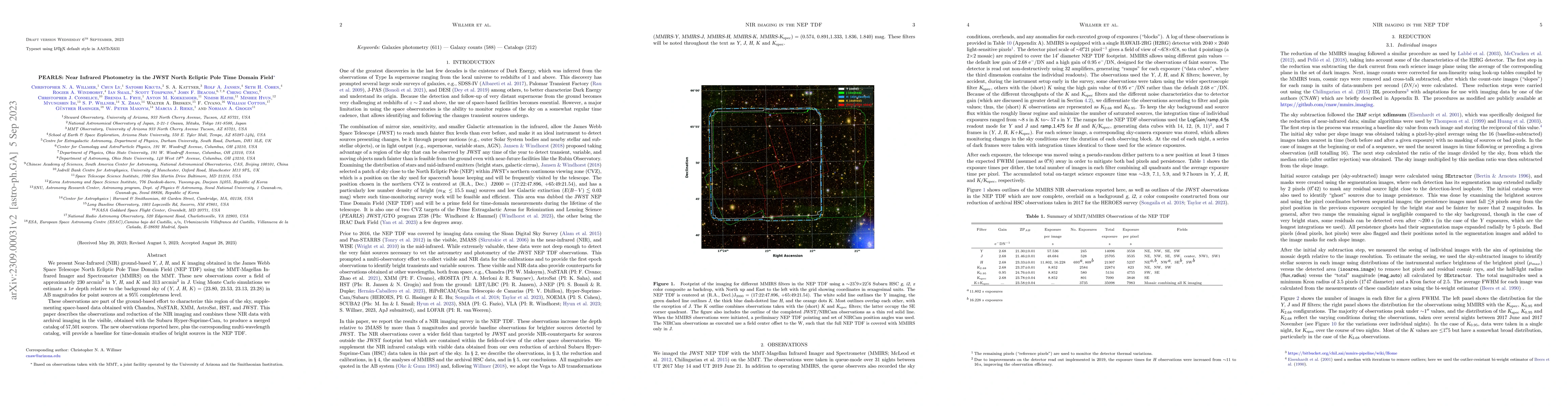 Thumbnail for PEARLS: Near Infrared Photometry in the JWST North Ecliptic Pole Time
  Domain Field