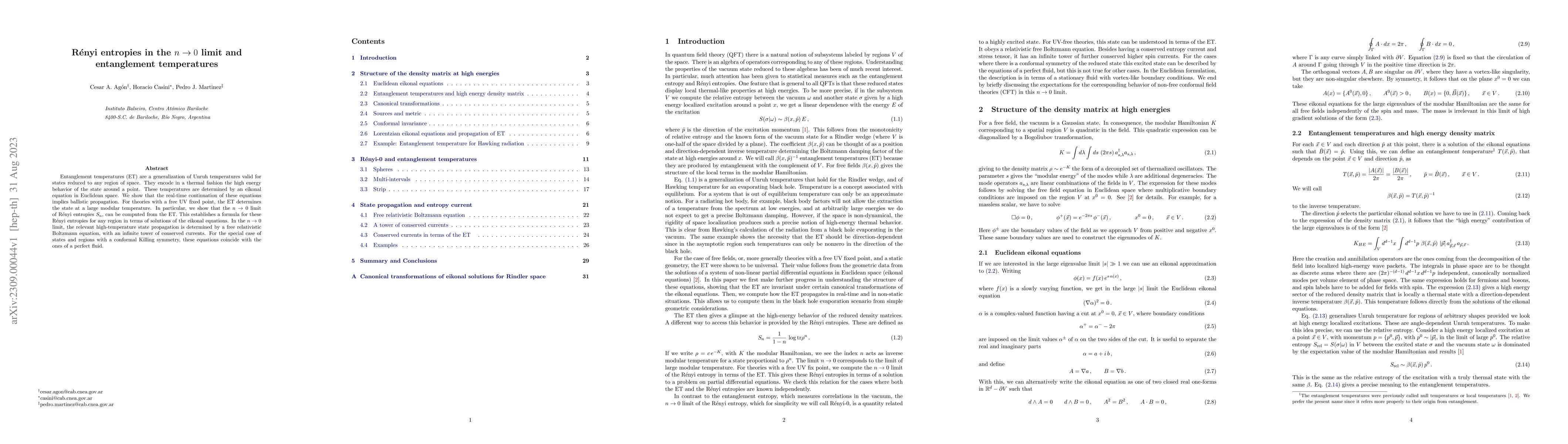 Thumbnail for R\'enyi entropies in the $n\to0$ limit and entanglement temperatures