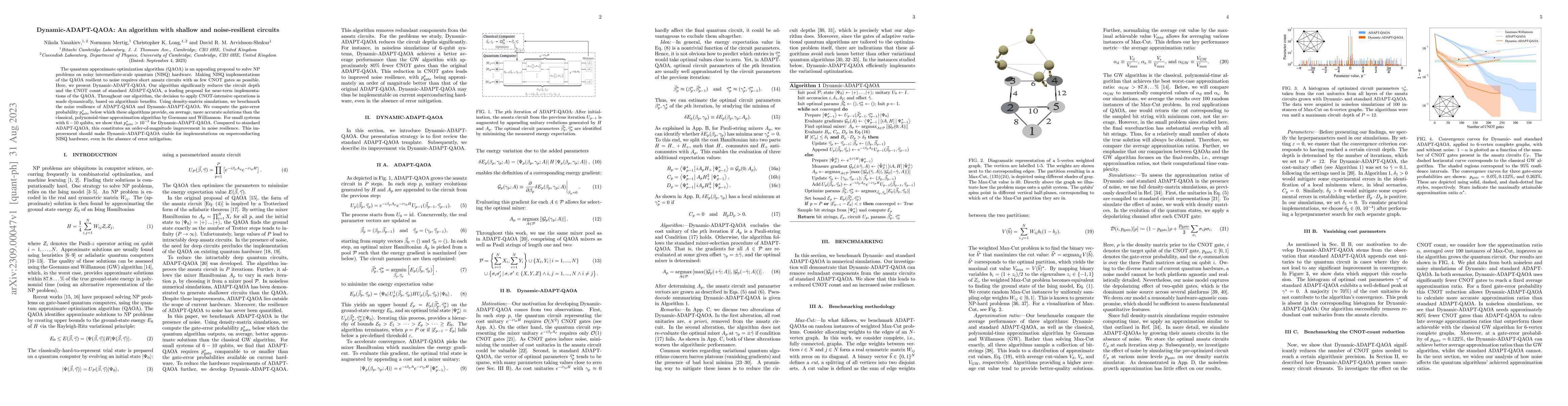 Thumbnail for Dynamic-ADAPT-QAOA: An algorithm with shallow and noise-resilient
  circuits