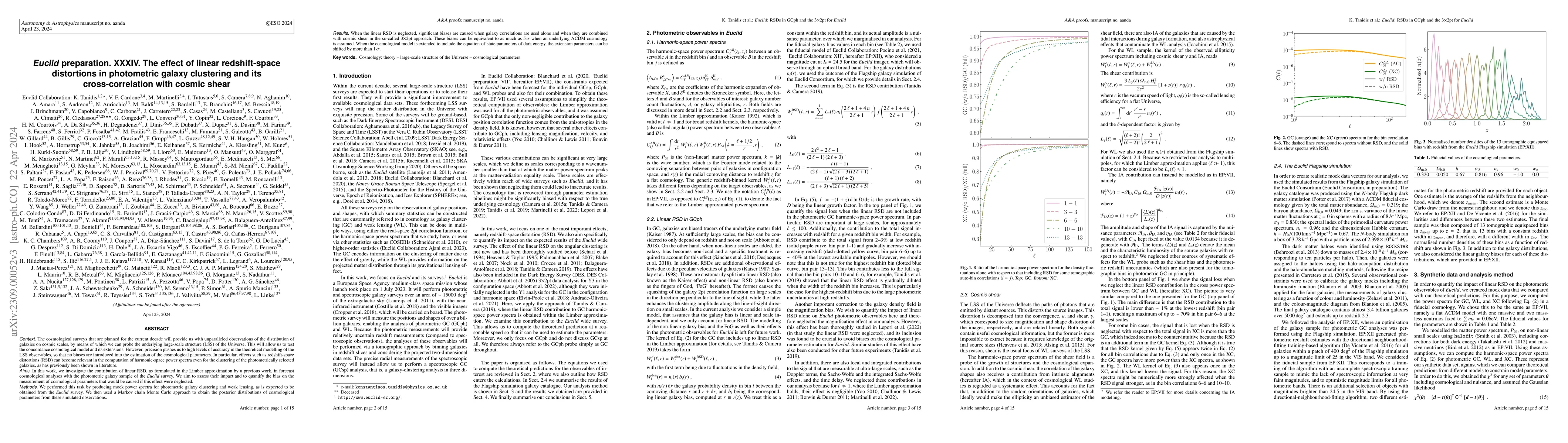 Thumbnail for Euclid preparation. XXXIV. The effect of linear redshift-space
  distortions in photometric galaxy clustering and its cross-correlation with
  cosmic shear