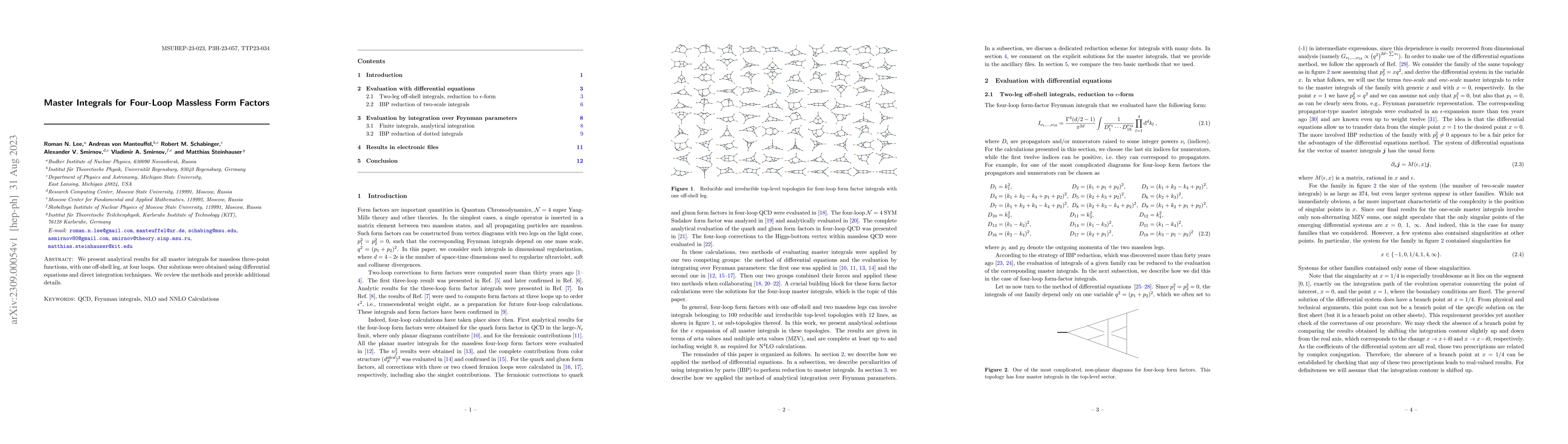Thumbnail for Master Integrals for Four-Loop Massless Form Factors